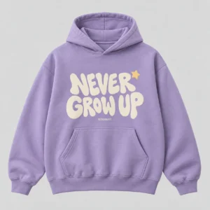 Never Grow Up Hoodie concept mockup