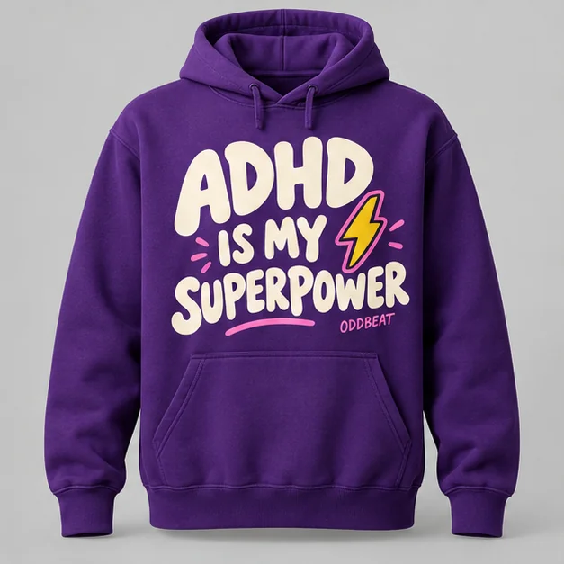 ADHD Is My Superpower Hoodie concept mockup