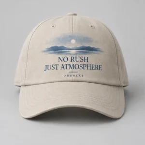 No Rush Just Atmosphere Cap concept mockup