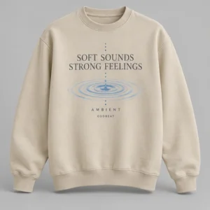 Soft Sounds Strong Feelings Sweatshirt concept mockup