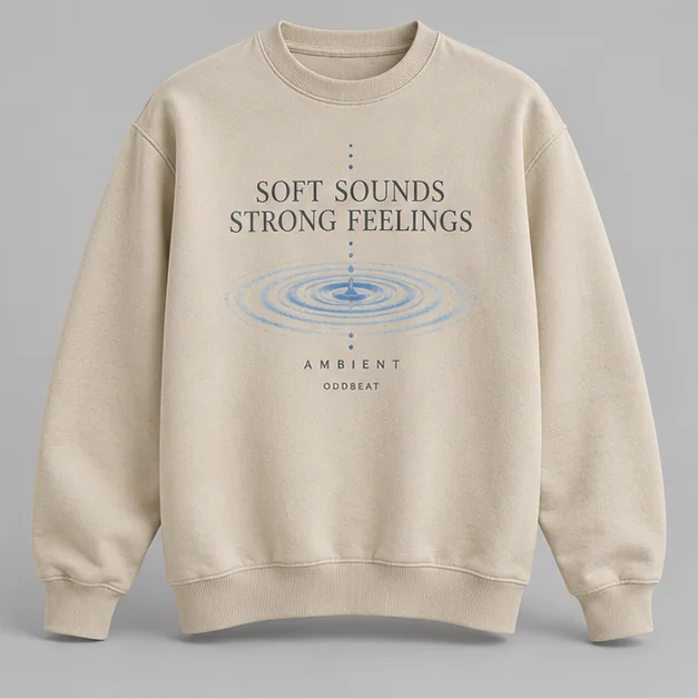 Soft Sounds Strong Feelings Sweatshirt concept mockup