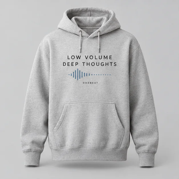Low Volume Deep Thoughts Hoodie concept mockup