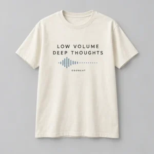 Low Volume Deep Thoughts Tee concept mockup