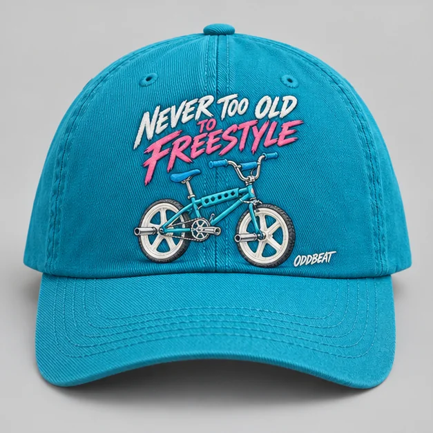 Never Too Old To Freestyle Cap concept mockup
