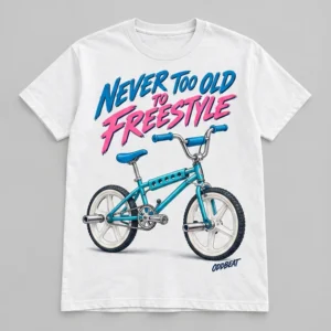 Never Too Old To Freestyle Tee concept mockup