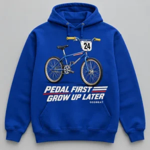 Pedal First Grow Up Later Hoodie concept mockup