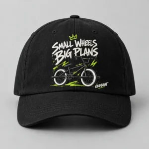 Small Wheels Big Plans Cap concept mockup