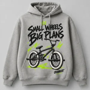 Small Wheels Big Plans Hoodie concept mockup