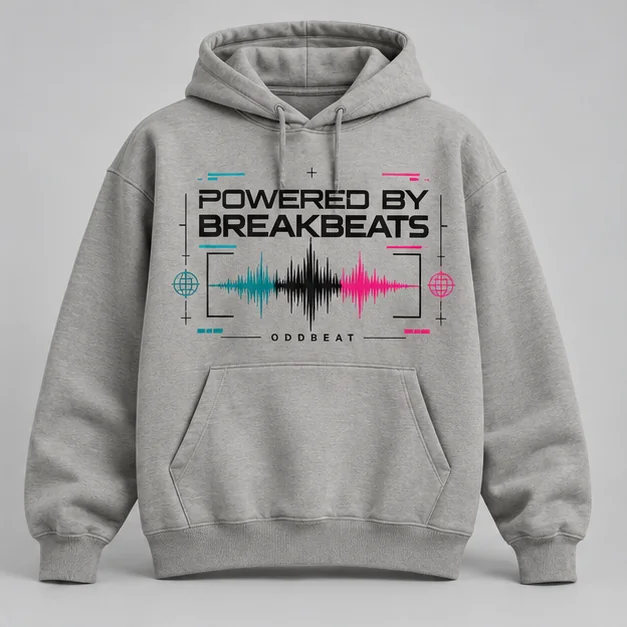 Powered By Breakbeats Hoodie concept mockup