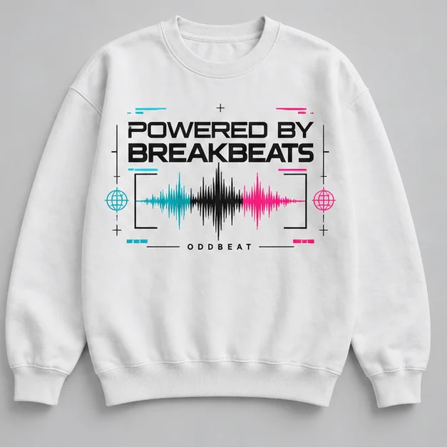 Powered By Breakbeats Sweatshirt concept mockup