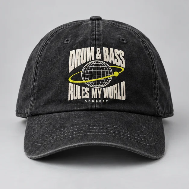 Drum & Bass Rules My World Cap concept mockup