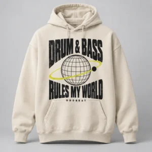 Drum & Bass Rules My World Hoodie concept mockup