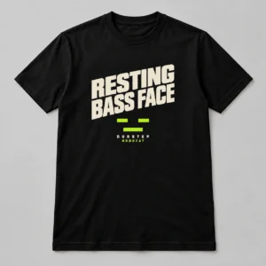 Resting Bass Face Tee in black with a compact chest print — concept mockup