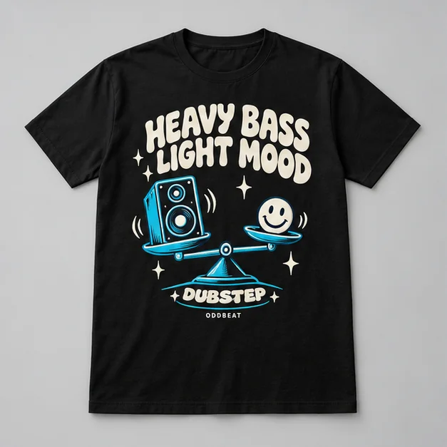 Heavy Bass Light Mood Tee concept mockup