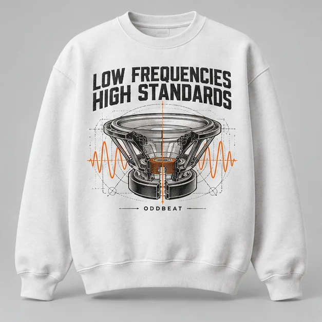 Low Frequencies High Standards Sweatshirt concept mockup