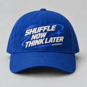 Shuffle Now Think Later Cap concept mockup