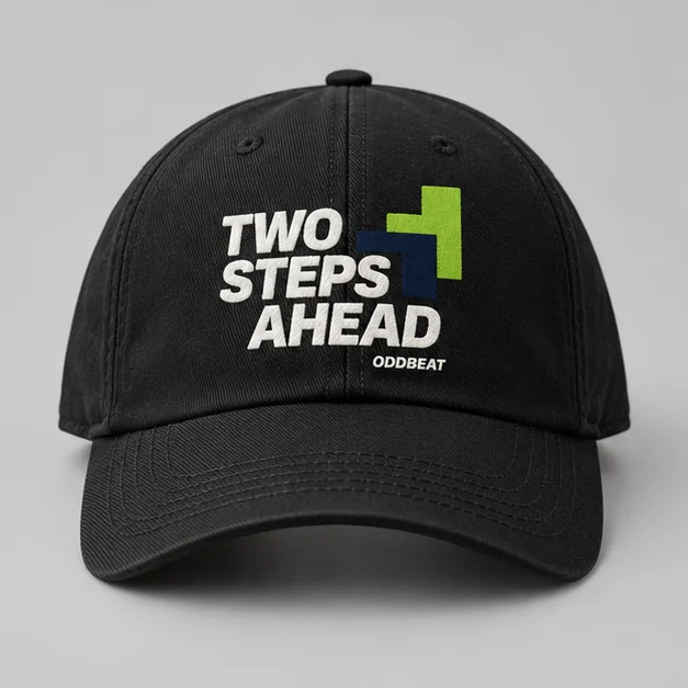 Two Steps Ahead Cap concept mockup