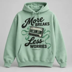 More Breaks Less Worries Hoodie concept mockup