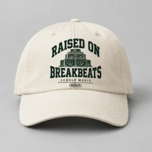 Raised On Breakbeats Cap concept mockup