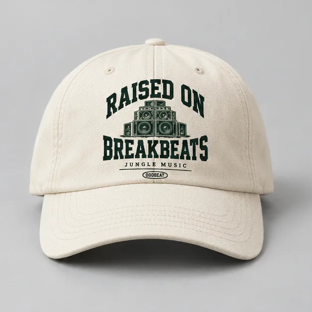 Raised On Breakbeats Cap concept mockup