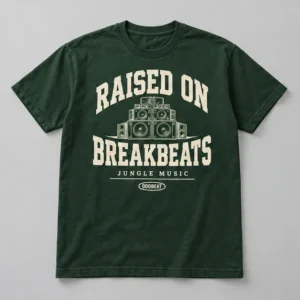 Raised On Breakbeats Tee concept mockup