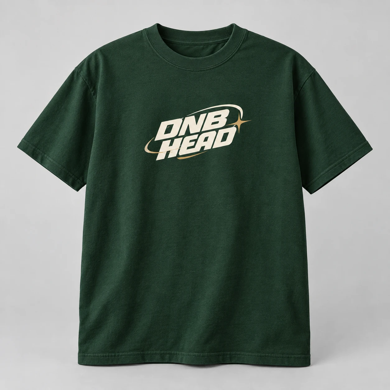 DNB Head Tee in Forest / Cream — compact graphic concept mockup