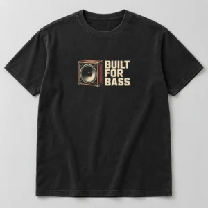 Built For Bass Tee in Washed Black / Cream — compact graphic concept mockup