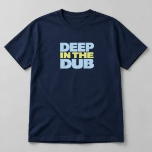 Deep In The Dub Tee in Navy / Pale Blue — compact graphic concept mockup