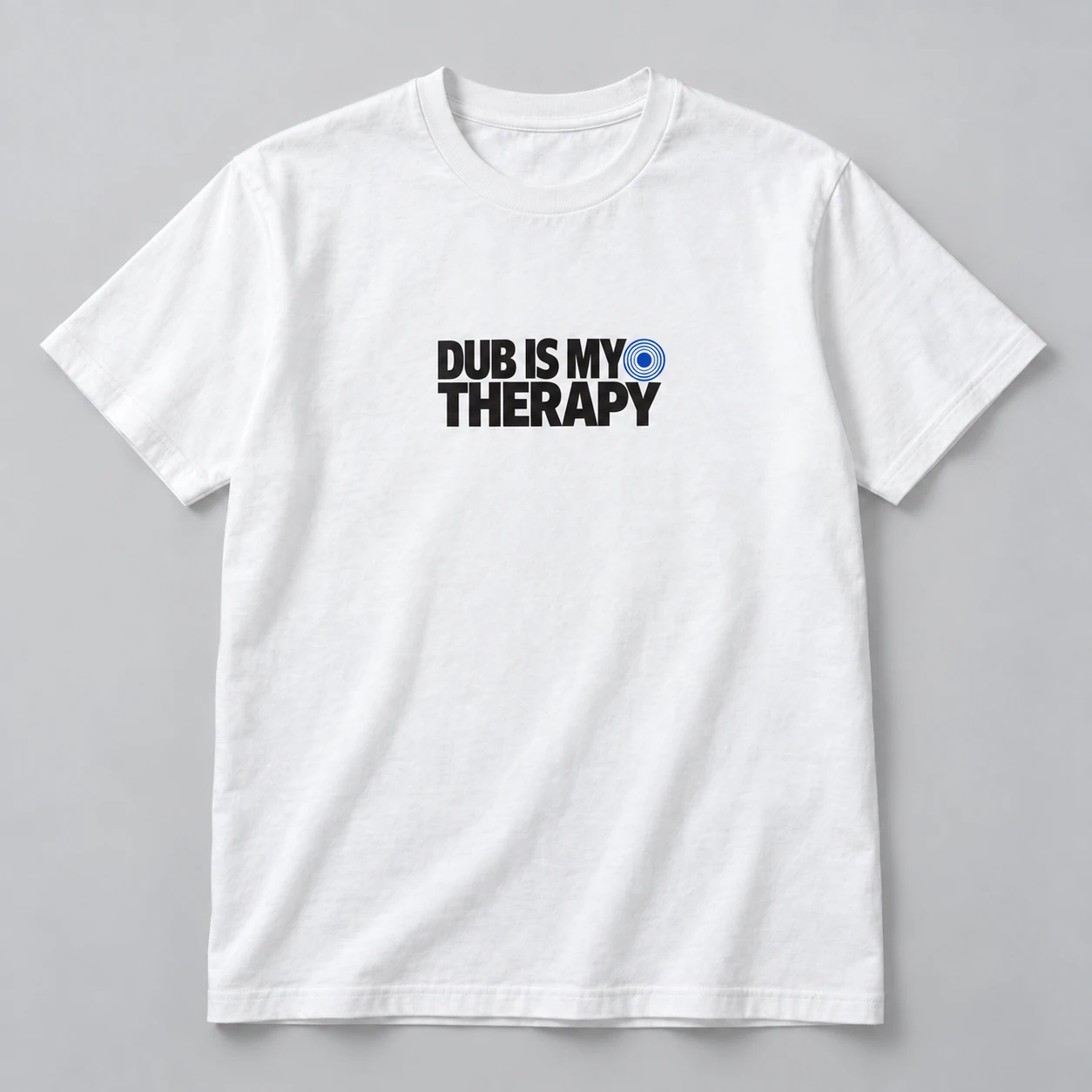 Dub Is My Therapy Tee in White / Ink Black — compact graphic concept mockup
