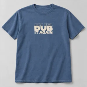 Dub It Again Tee in Faded Blue / Cream — compact graphic concept mockup