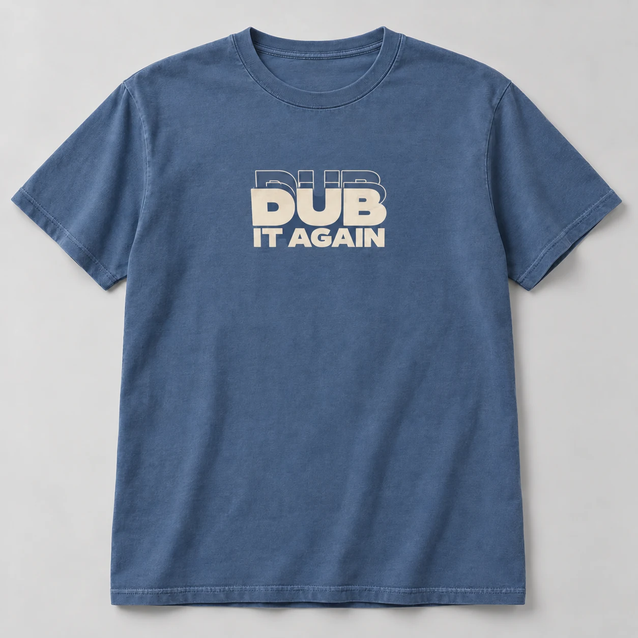 Dub It Again Tee in Faded Blue / Cream — compact graphic concept mockup