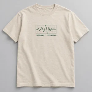 Frequency Excursion Tee in Oat / Forest — compact graphic concept mockup