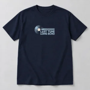 Last Tune Long Echo Tee in Navy / Pale Blue — compact graphic concept mockup