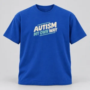 Autism My Own Way Tee in Cobalt / Cream — compact graphic concept mockup