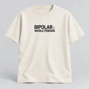 Bipolar Whole Person Tee in Natural / Ink Black — compact graphic concept mockup