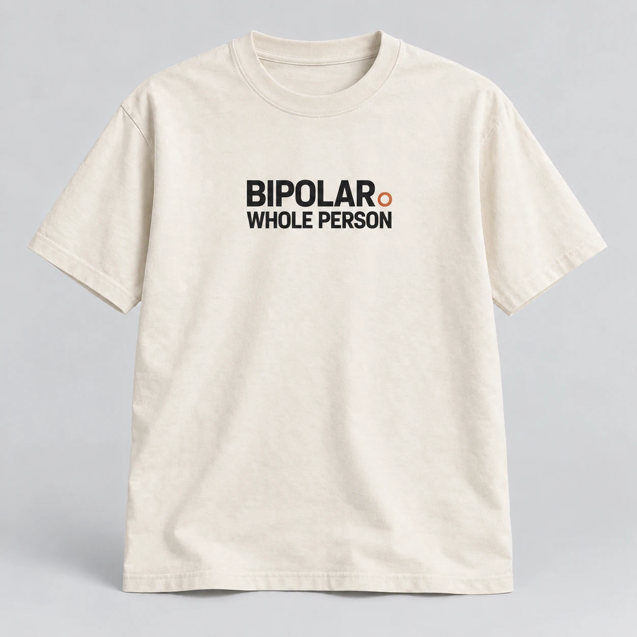 Bipolar Whole Person Tee in Natural / Ink Black — compact graphic concept mockup