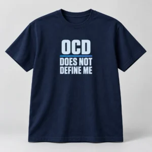 OCD Does Not Define Me Tee in Navy / Pale Blue — compact graphic concept mockup