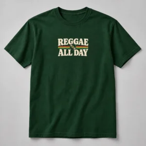 Reggae All Day Tee in Forest / Cream — compact graphic concept mockup