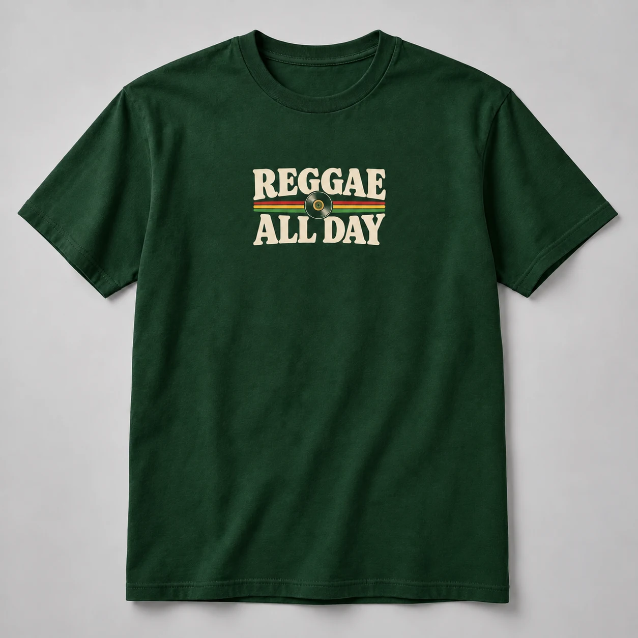 Reggae All Day Tee in Forest / Cream — compact graphic concept mockup
