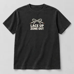 Lace Up Zone Out Tee in Washed Black / Cream — compact graphic concept mockup