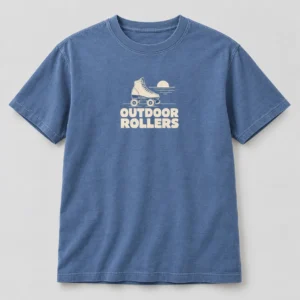 Outdoor Rollers Tee in Faded Blue / Cream — compact graphic concept mockup