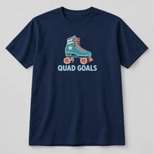 Quad Goals Tee in Navy / Pale Blue — compact graphic concept mockup