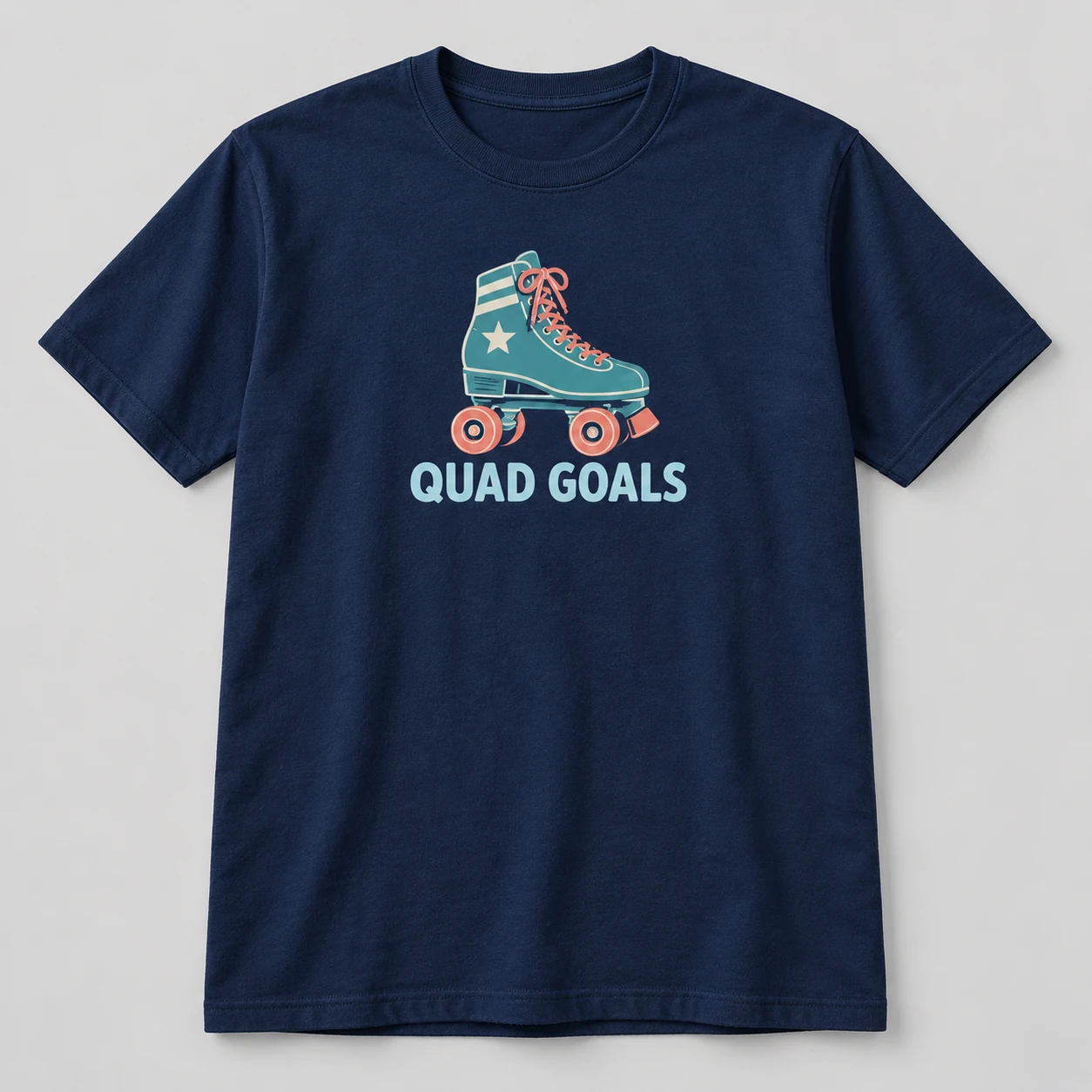Quad Goals Tee in Navy / Pale Blue — compact graphic concept mockup
