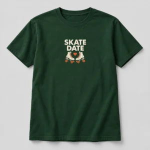 Skate Date Tee in Forest / Cream — compact graphic concept mockup