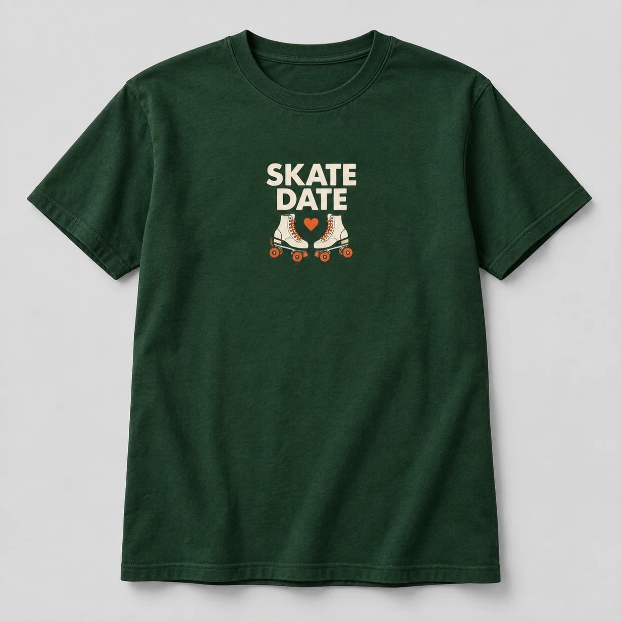Skate Date Tee in Forest / Cream — compact graphic concept mockup