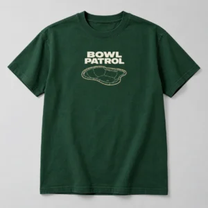 Bowl Patrol Tee in Forest / Cream — compact graphic concept mockup