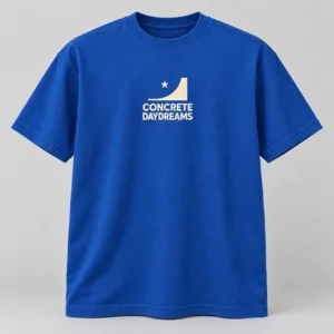 Concrete Daydreams Tee in Cobalt / Cream — compact graphic concept mockup