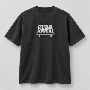 Curb Appeal Tee in Washed Black / Cream — compact graphic concept mockup