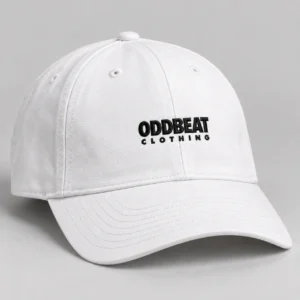 The Original Cap in White / Black with signature Oddbeat logo — concept mockup