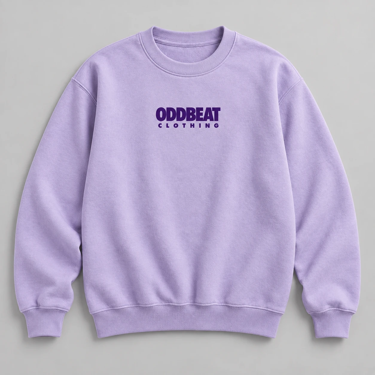 Signature Sweatshirt — Lilac in Lilac / Deep Purple with signature Oddbeat logo — concept mockup